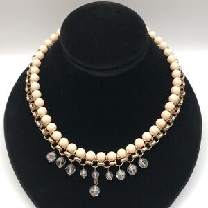 Elegant Pastel Pink and Gold-Tone Necklace